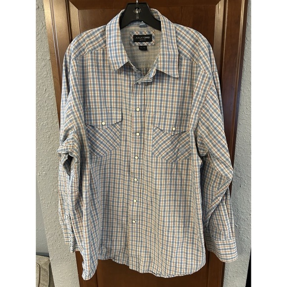 Ariat Other - Ariat Pro Series Western Shirt Mens XXL Blue Plaid Long Sleeve Button Down